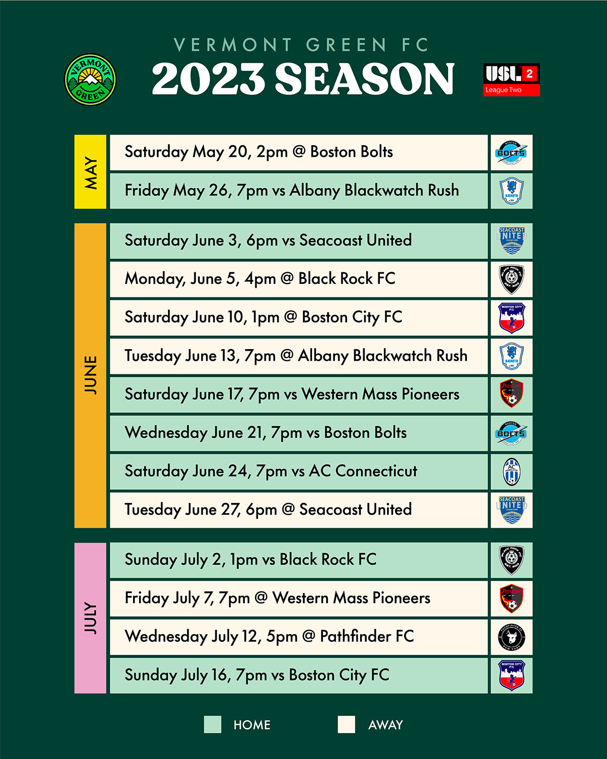 Season Tickets Vermont Green Football Club